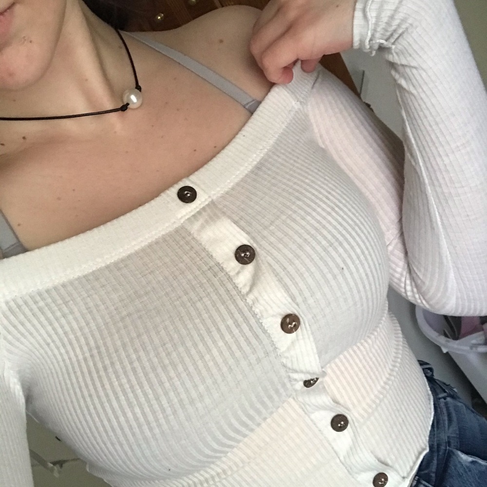 Off the shoulder white top